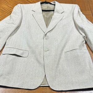 Men's Cream 100% Silk Blazer 46